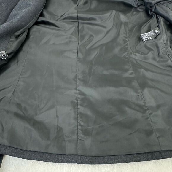Kasper 10 Skirt Suit Set Charcoal Gray Wrap Front Fur Trim Jacket & Pencil Skirt - Picture 7 of 13
